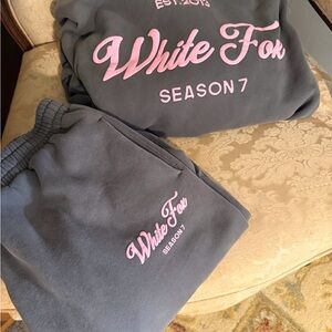 White Fox Boutique Gray and Pink Lounge Set